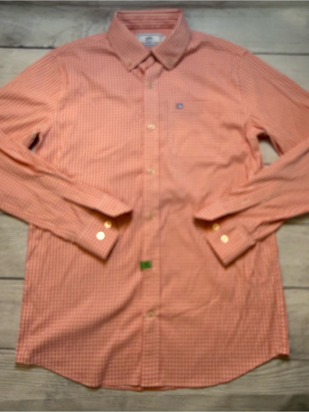 Southern Tide Intercostal Performance Coral Gingham Button-Down Shirt